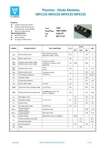 Thyristor - Diode Modules MFC135 MFA135 MFK135 MFX135