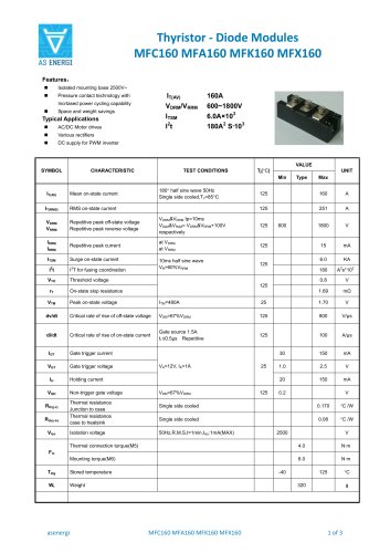 Thyristor - Diode Modules MFC160 MFA160 MFK160 MFX160