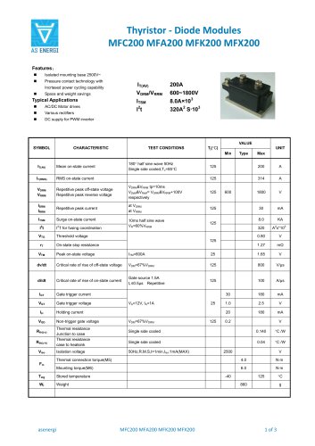 Thyristor - Diode Modules MFC200 MFA200 MFK200 MFX200