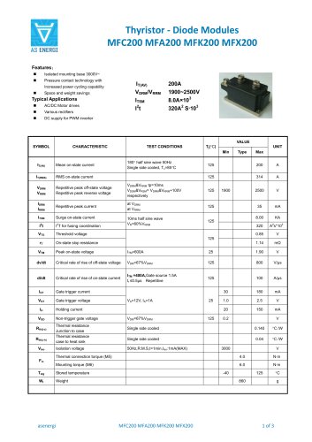 Thyristor - Diode Modules MFC200 MFA200 MFK200 MFX200