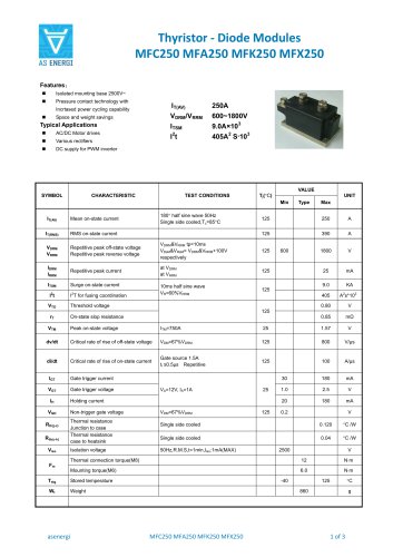 Thyristor - Diode Modules MFC250 MFA250 MFK250 MFX250