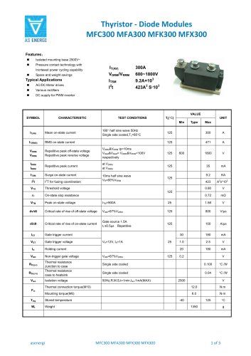 Thyristor - Diode Modules MFC300 MFA300 MFK300 MFX300