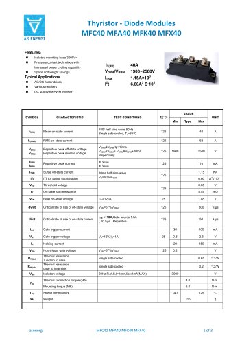 Thyristor - Diode Modules MFC40 MFA40 MFK40 MFX40