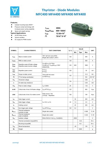 Thyristor - Diode Modules MFC400 MFA400 MFK400 MFX400