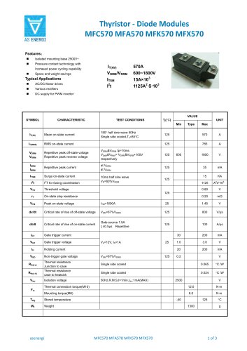 Thyristor - Diode Modules MFC570 MFA570 MFK570 MFX570