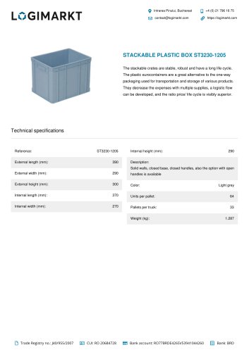 STACKABLE PLASTIC BOX ST3230-1205