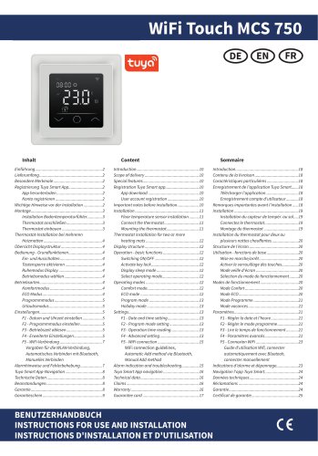 Installation manual thermostat MCS 750