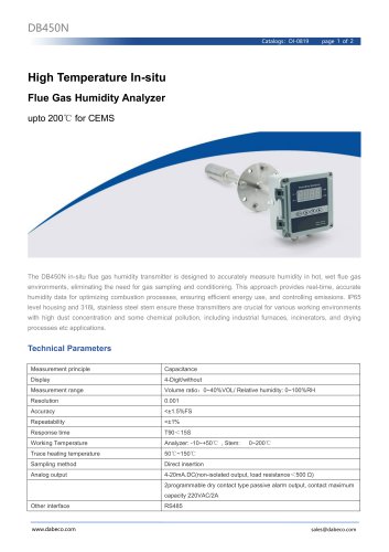 Flue Gas Humidity Analyzer DB450N