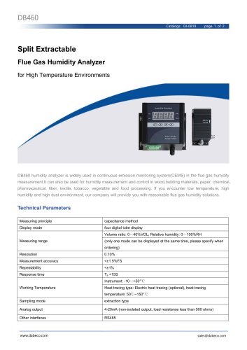 Flue Gas Humidity Analyzer DB460