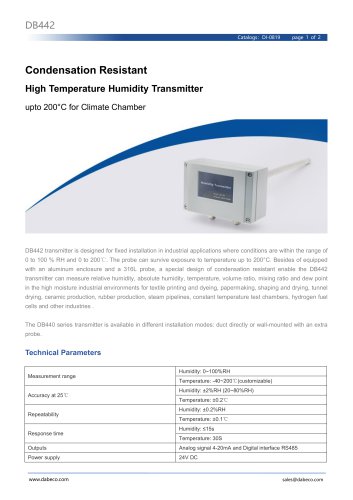 High Temperature Humidity Transmitter DB442