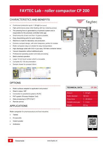 FAYTEC Lab - roller compactor CP 200