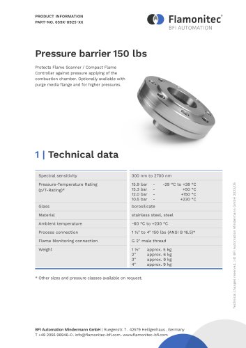 Pressure barrier 150 lbs