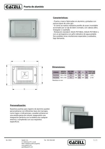 Puerta de registro de aluminio