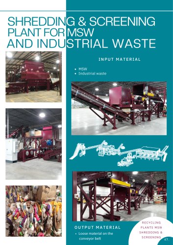 SHREDDING & SCREENING PLANT FOR MSW AND INDUSTRIAL WASTE