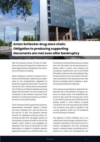 Anton Schlecker drug store chain: Obligation to producing supporting documents are met even after bankruptcy