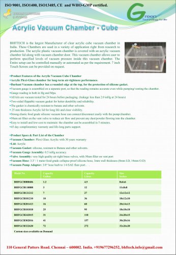 Acrylic vacuum chamber - cube