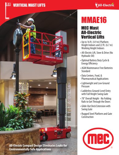 MMAE16  MEC Mast  All-Electric  Vertical Lifts