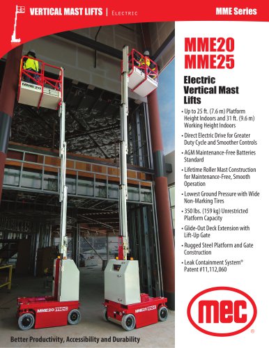 MME20  MME25  Electric  Vertical Mast  Lifts