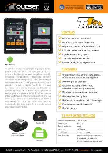 T1 LOADER ficha t&eacute;cnica