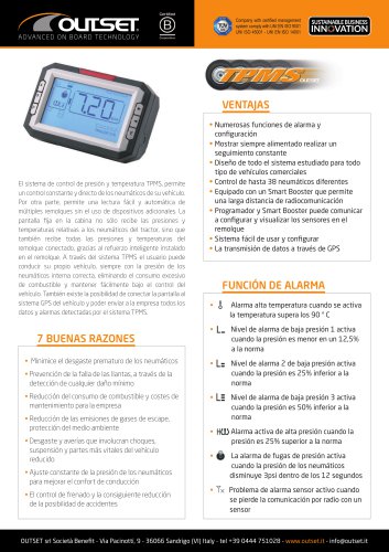 TPMS OUTSET ficha t&eacute;cnica
