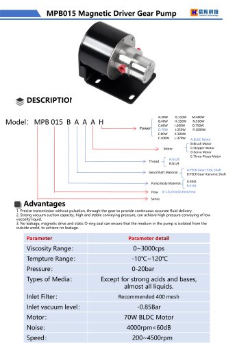 MPB015 Magnetic Driver Gear Pump