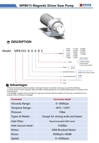 MPB015 Magnetic Driver Gear Pump