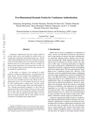 Two-Dimensional Dynamic Fusion for Continuous Authentication