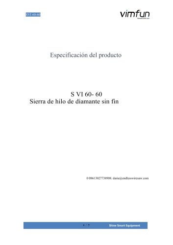 Cat&aacute;logo de la sierra de hilo diamantado SVI 60-60