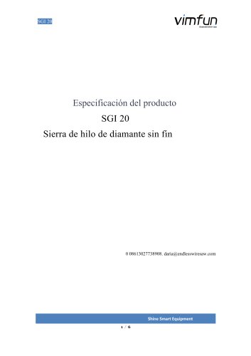 Cat&aacute;logo de sierras de hilo de diamante SGI 20 Vimfun