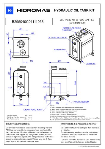 HYDRAULIC OIL TANK KIT