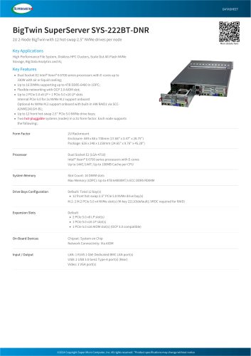 BigTwin SuperServer SYS-222BT-DNR