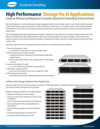 High Performance Storage for AI Applications