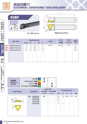 EXTERNAL GROOVING TOOLHOLDERS