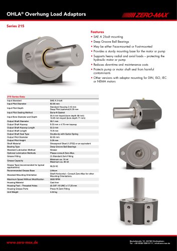 OHLA Overhung Load Adaptors Series 215