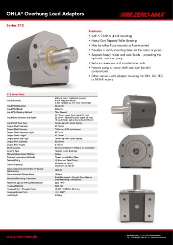 OHLA Overhung Load Adaptors Series 512 data sheet