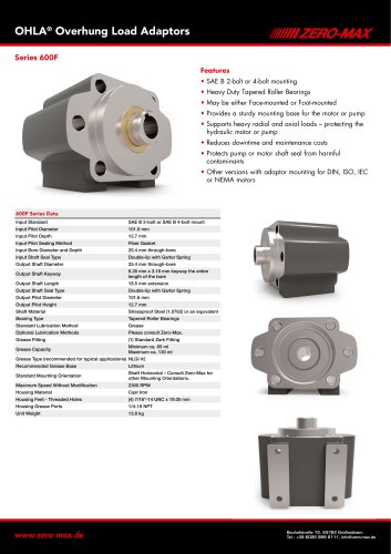 OHLA Overhung Load Adaptors Series 600F
