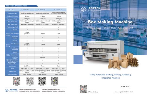 Aopack Corrugated Box Making Machine Catalogue