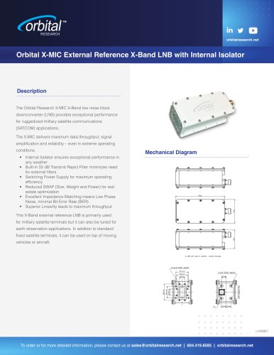 Orbital X-MIC External Reference X-Band LNB with Internal Isolator