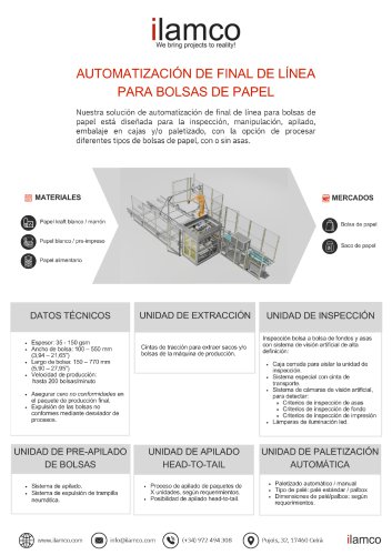 ILAMCO AUTOMATIZACION FINAL DE LINEA PARA BOLSAS DE PAPEL