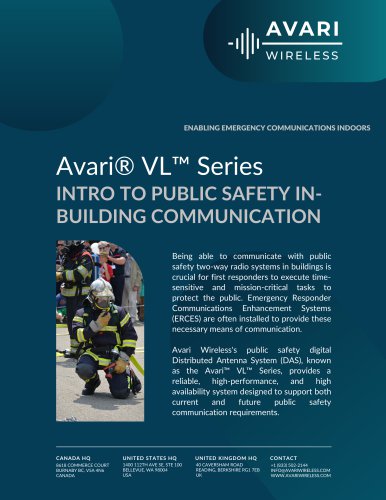 Avari® VL™ Series INTRO TO PUBLIC SAFETY IN- BUILDING COMMUNICATION