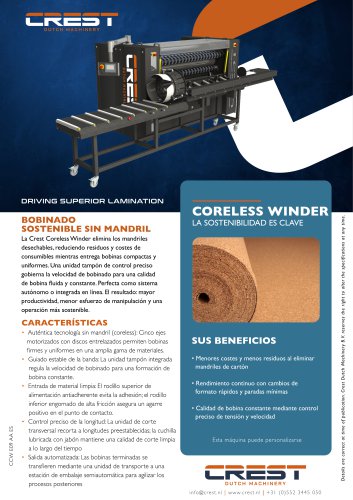 Crest Datsheet Coreless Winder