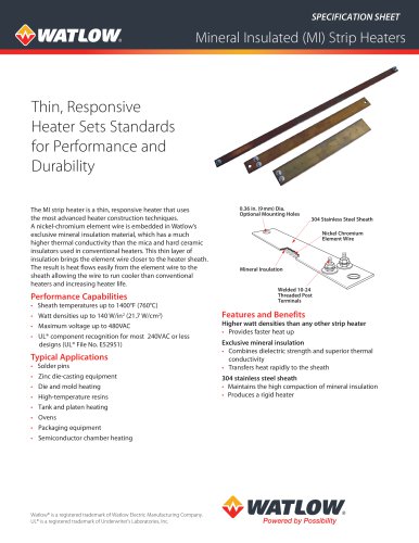 Mineral Insulated (MI) Strip Heaters