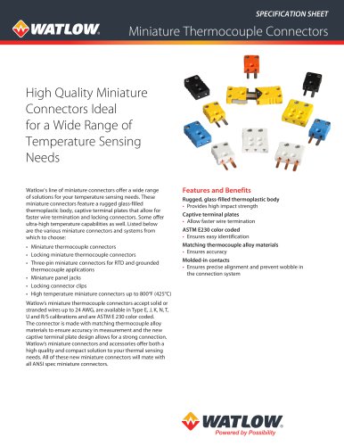 Miniature Thermocouple Connectors