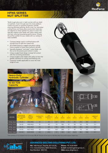 HFNS SERIES NUT SPLITTER