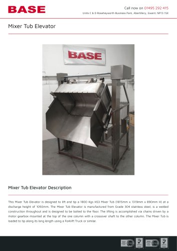 Mixer Tub Elevator