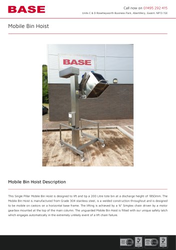 Mobile Bin Hoist