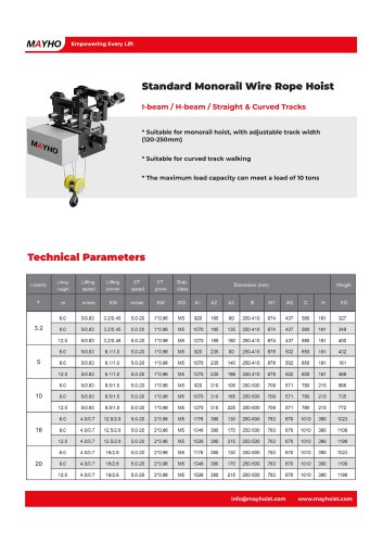 Monorail Wire Rope Hoist