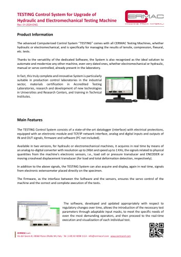 TESTING Control System for Upgrade of Hydraulic and Electromechanical Testing Machine