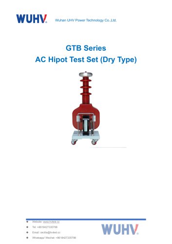 GTB Series Dry Type AC Hipot Tester Set-Catalog
