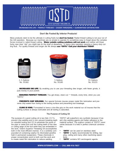 OSTO &ndash; Oster&rsquo;s Superior Threading Oil &ndash; Information